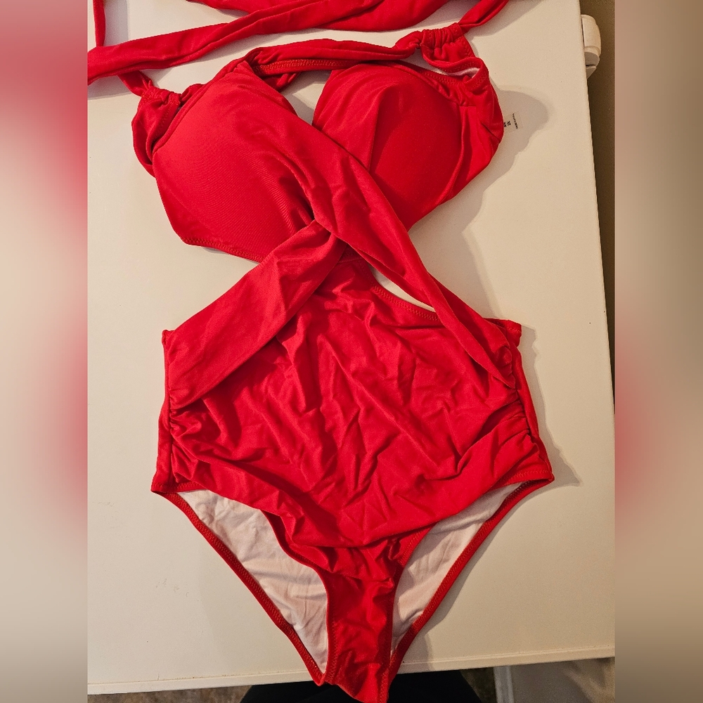 Very Sexy EOMENIE-  Red  One Piece Swimsuit Size M